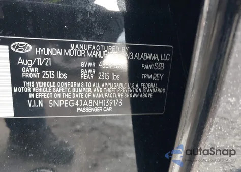 2022 Hyundai Sonata Se z USA, uszkodzony, nr VIN 5NPEG4JA8NH139173